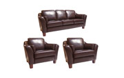 Avalon Chocolate Leather Sofa and Two Chairs